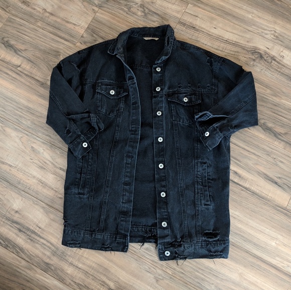 Vintage Jackets & Blazers - 🌈Vtg Distressed Blk Jean Jacket